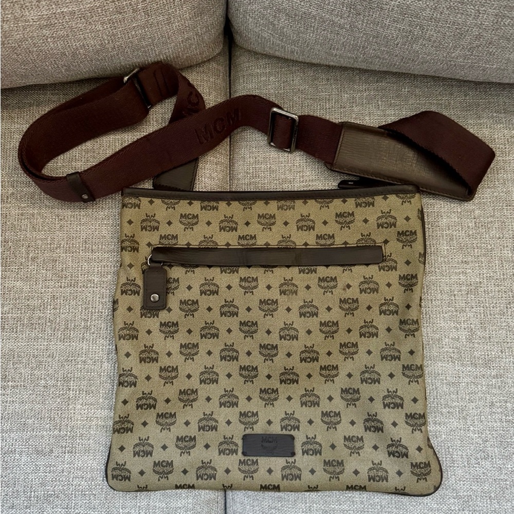 MCM Small Tan and Brown Messenger Bag (Unisex)